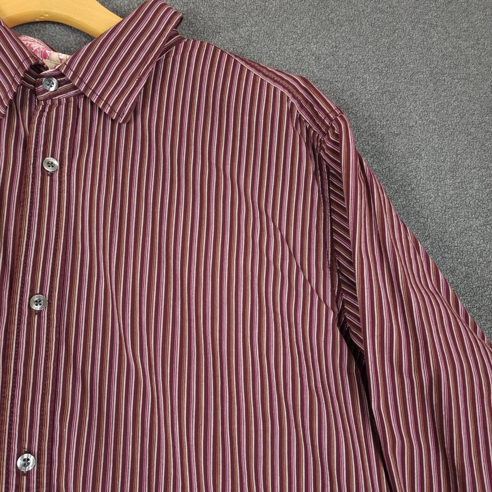 Keanan Duffty England's Dreaming Mens XXL Burgundy Stripe Button Down Shirt - Picture 2 of 8